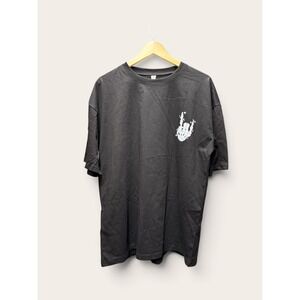 Chicyea Mens XL Black Skeleton Dad Milk Graphic T-Shirt Funny Rock On Hand Tee